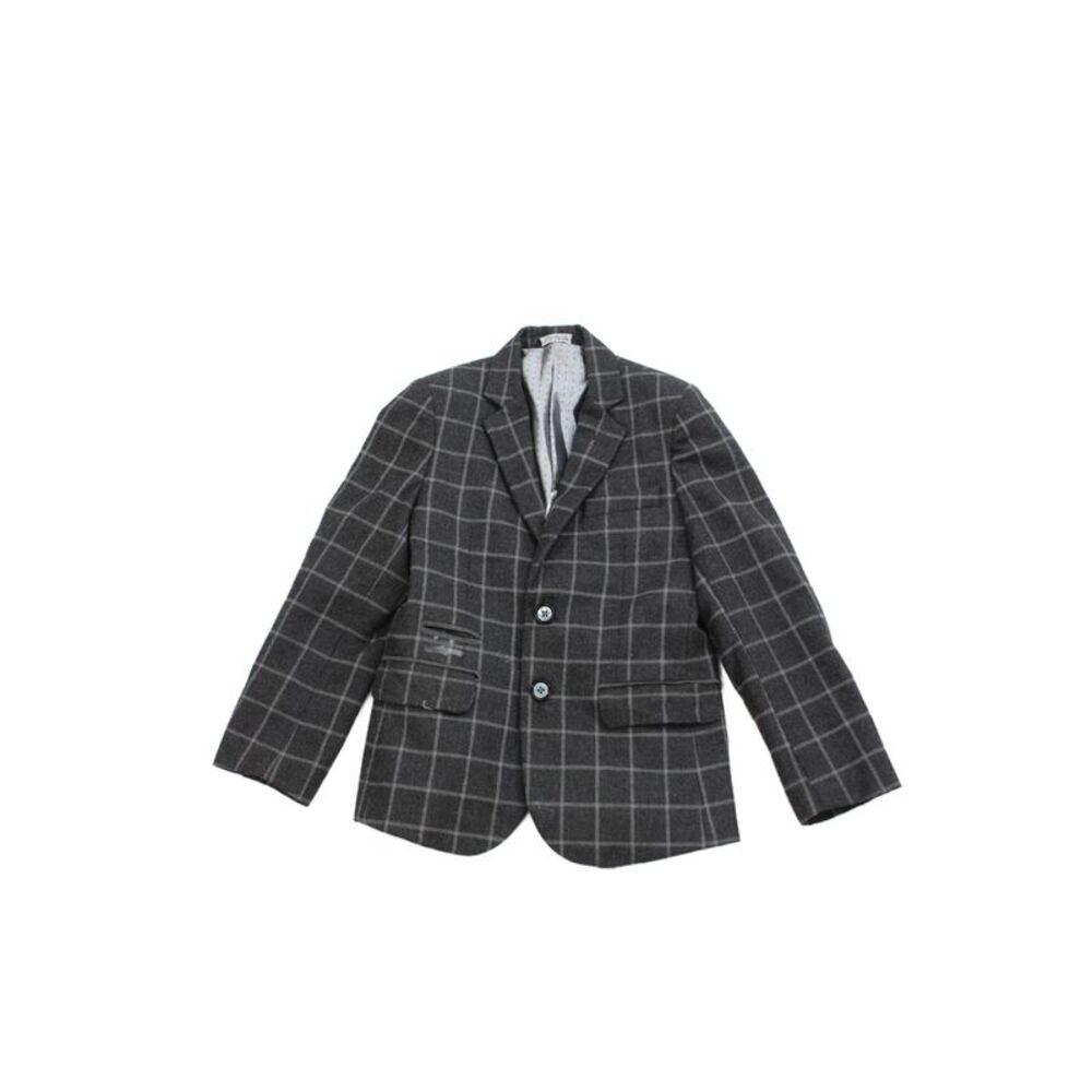 Leo & Zachary Childrens Boys Plaid Two Button Blazer Jacket Grey Size 8
